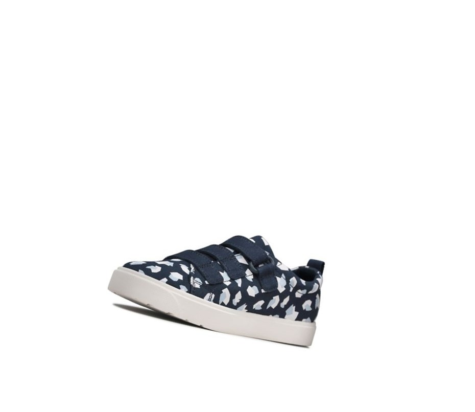 Zapatos Casuales Clarks City Vibe Print Niño Azul Marino | VIUT-74065