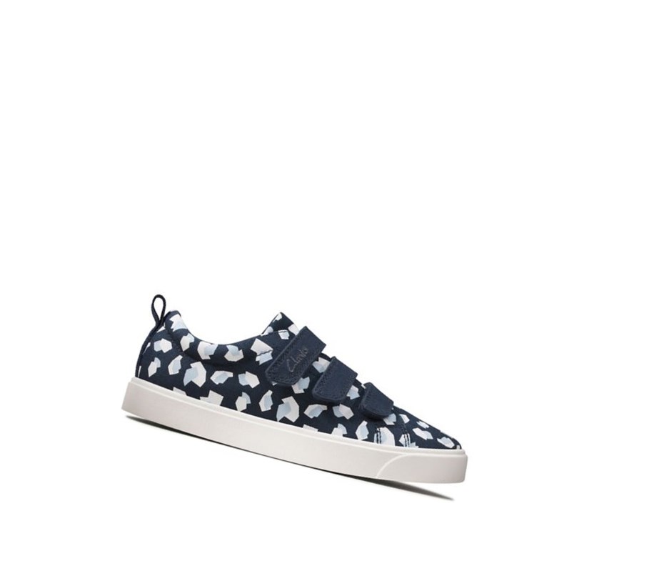 Zapatos Casuales Clarks City Vibe Print Niño Azul Marino | VIUT-74065