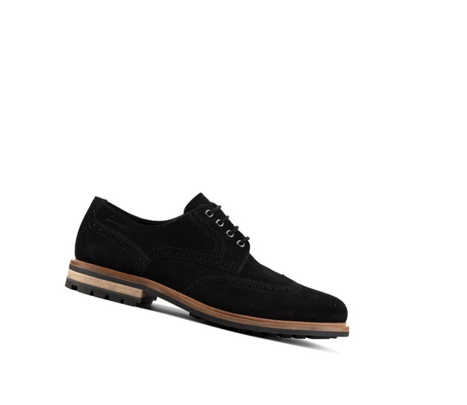 Zapatos Casuales Clarks Foxwell Limit Gamuza Hombre Negras | CTRL-83759