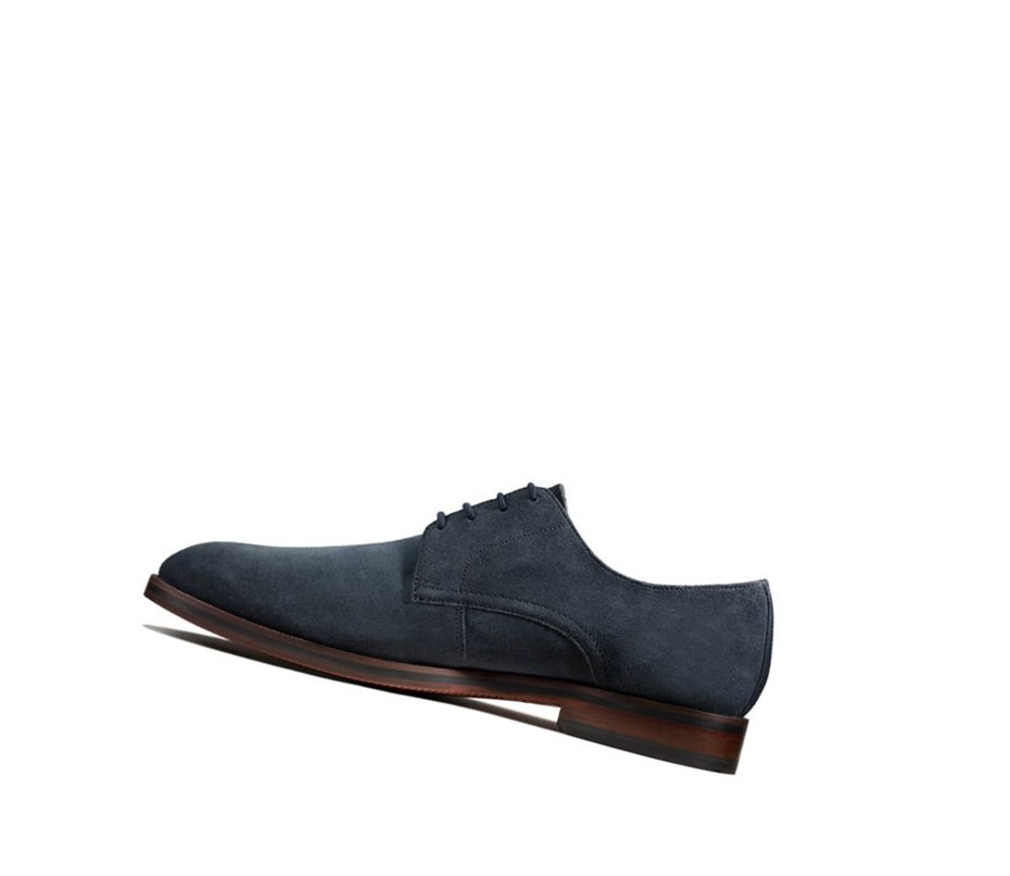 Zapatos Casuales Clarks Oliver Encaje Gamuza Hombre Azul Marino | BUPW-19256