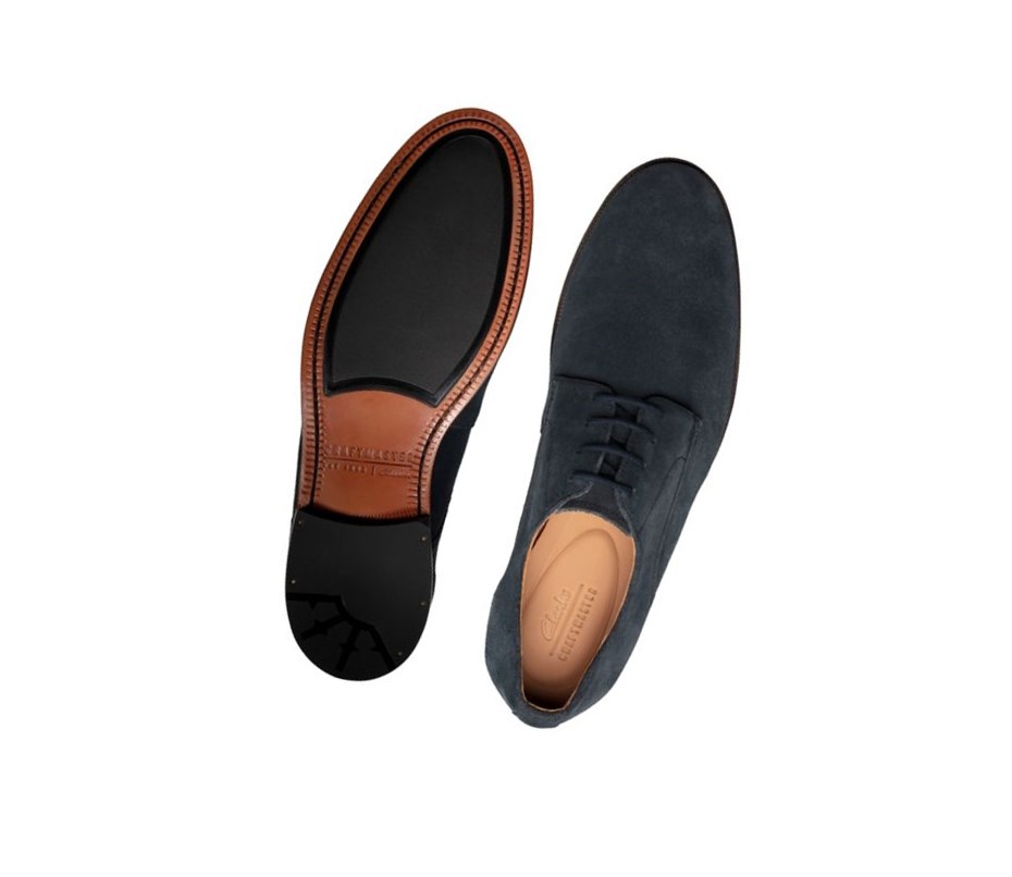 Zapatos Casuales Clarks Oliver Encaje Gamuza Hombre Azul Marino | BUPW-19256