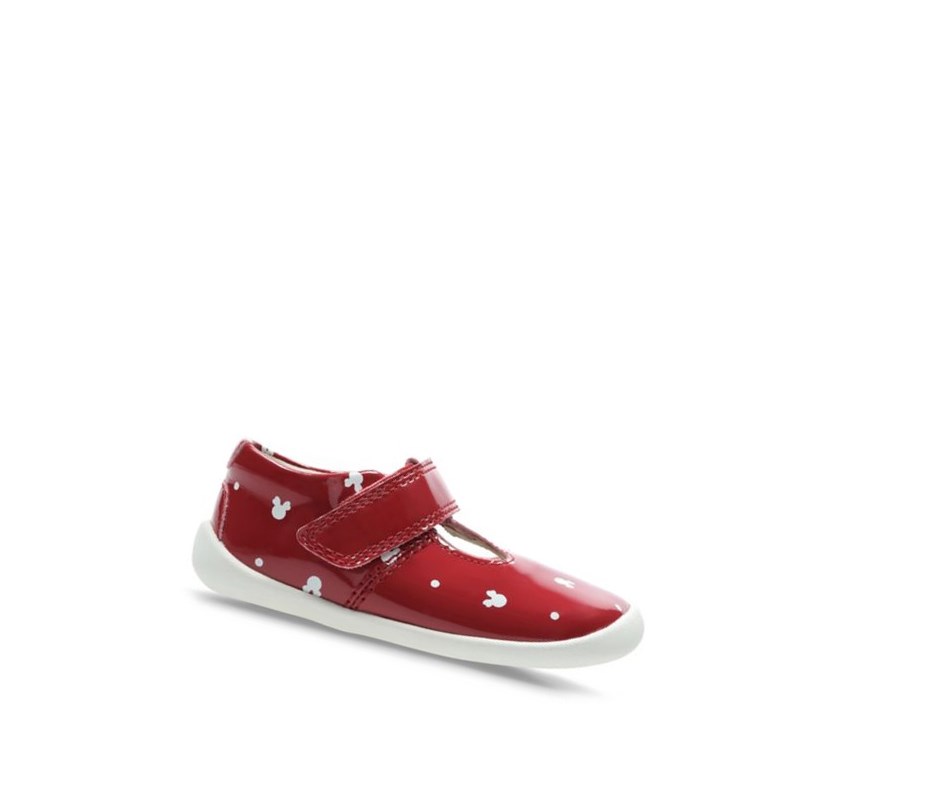 Zapatos Casuales Clarks Roamer Polka T-bar Sintetico Niño Rojas | QXJV-14720