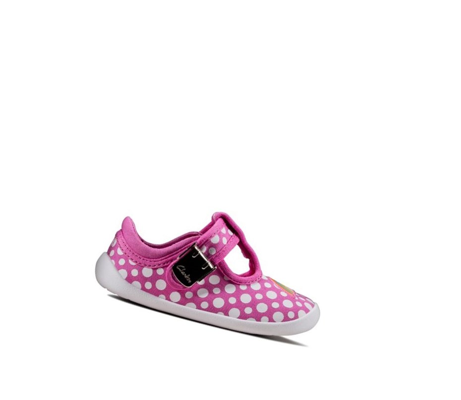 Zapatos Casuales Clarks Roamer Sun T-bar Niña Rosas | KZUR-96235