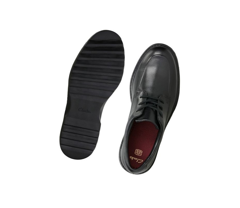 Zapatos Escolares Clarks Asher Grove Cuero Niño Negras | UVQX-02948