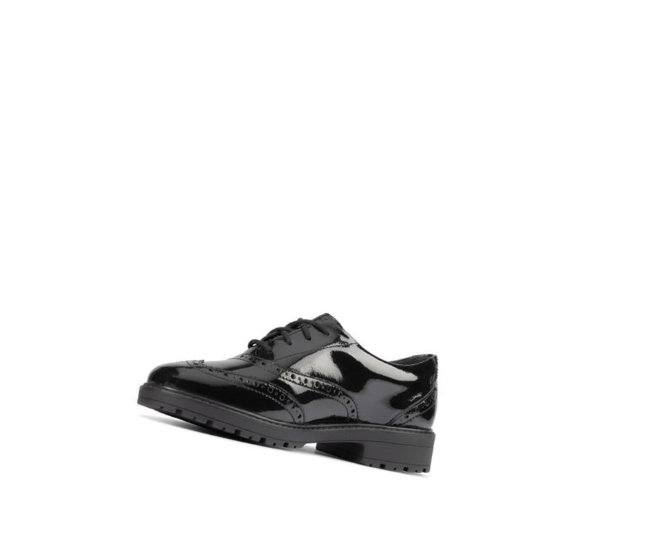 Zapatos Escolares Clarks Loxham Charol Cuero Niña Negras | GTWK-62358