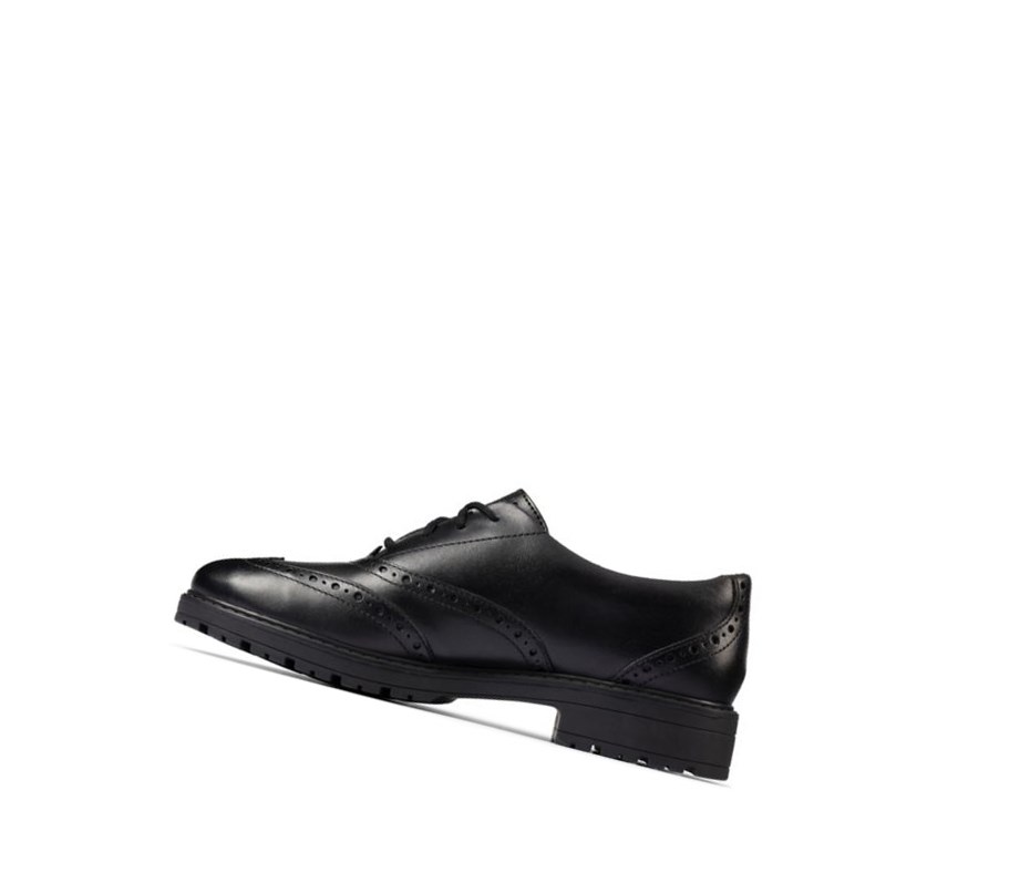 Zapatos Escolares Clarks Loxham Cuero Niña Negras | EAJI-63824