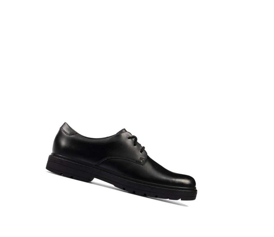 Zapatos Escolares Clarks Loxham Cuero Niño Negras | UXNP-89643