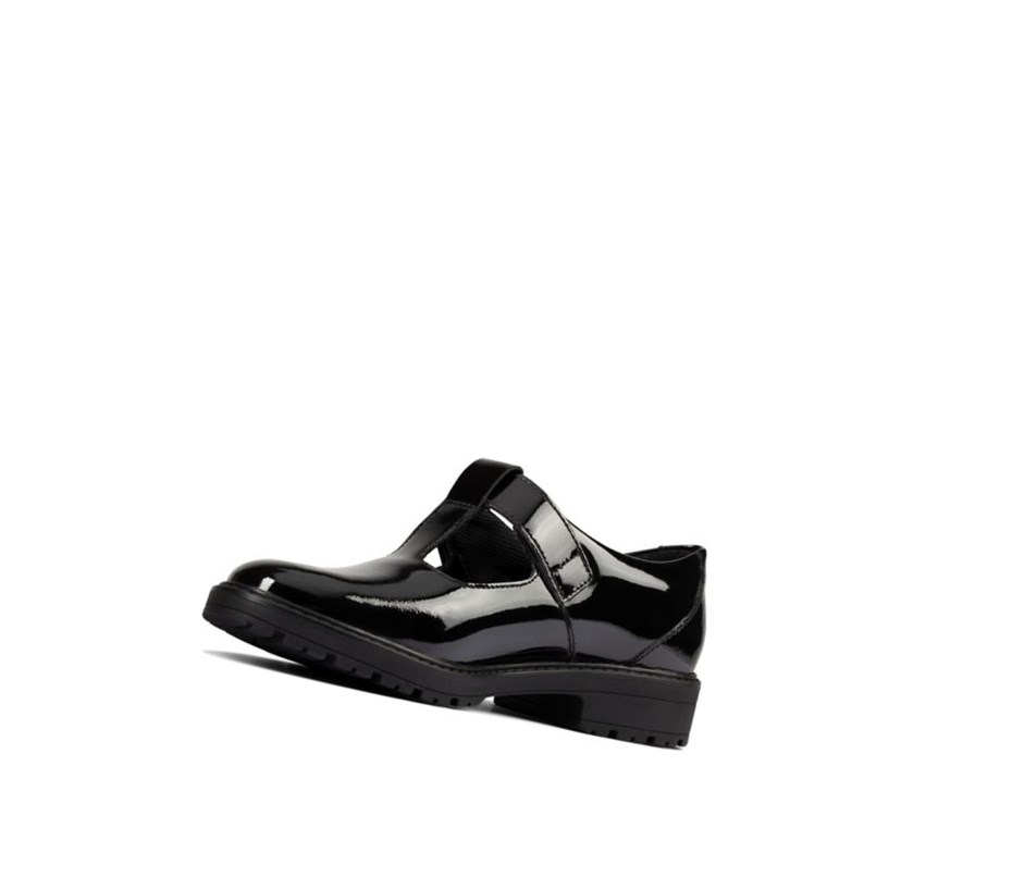 Zapatos Escolares Clarks Loxham Shine Charol Cuero Niña Negras | TPKV-85269