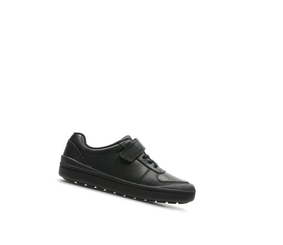 Zapatos Escolares Clarks Rock Verve Cuero Niño Negras | LMIT-93158