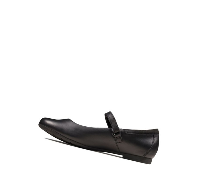 Zapatos Escolares Clarks Scala Dawn Cuero Niña Negras | JLDU-93582