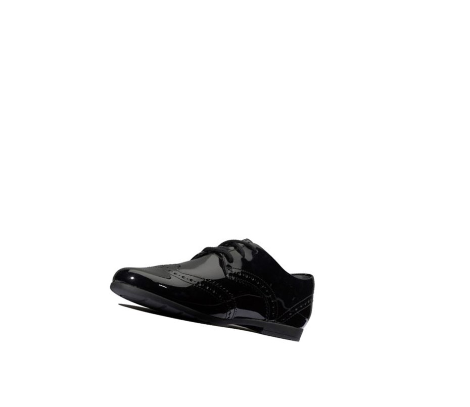 Zapatos Escolares Clarks Scala Encaje Charol Cuero Niña Negras | FYXW-63924