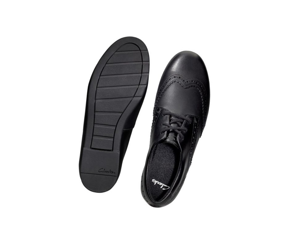 Zapatos Escolares Clarks Scala Encaje Cuero Niña Negras | PZQH-57438