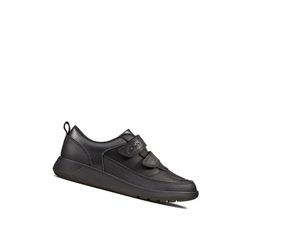 Zapatos Escolares Clarks Scape Flare Cuero Niño Negras | DITL-18407