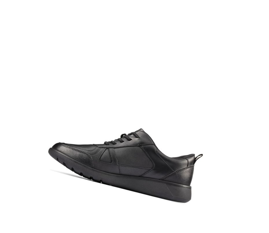 Zapatos Escolares Clarks Scape Pista Cuero Niño Negras | ADPH-32961