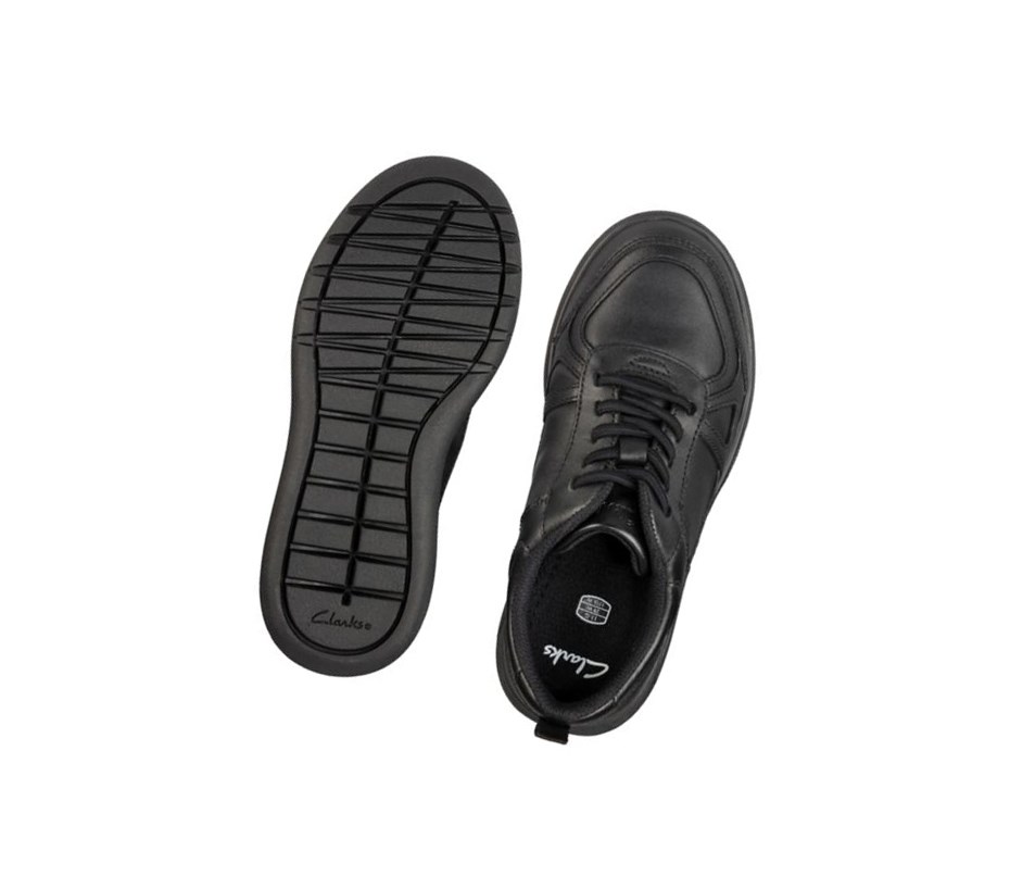 Zapatos Escolares Clarks Scape Pista Cuero Niño Negras | YSPO-59076