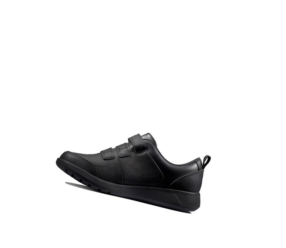 Zapatos Escolares Clarks Scape Sky Cuero Niño Negras | YWRG-12473