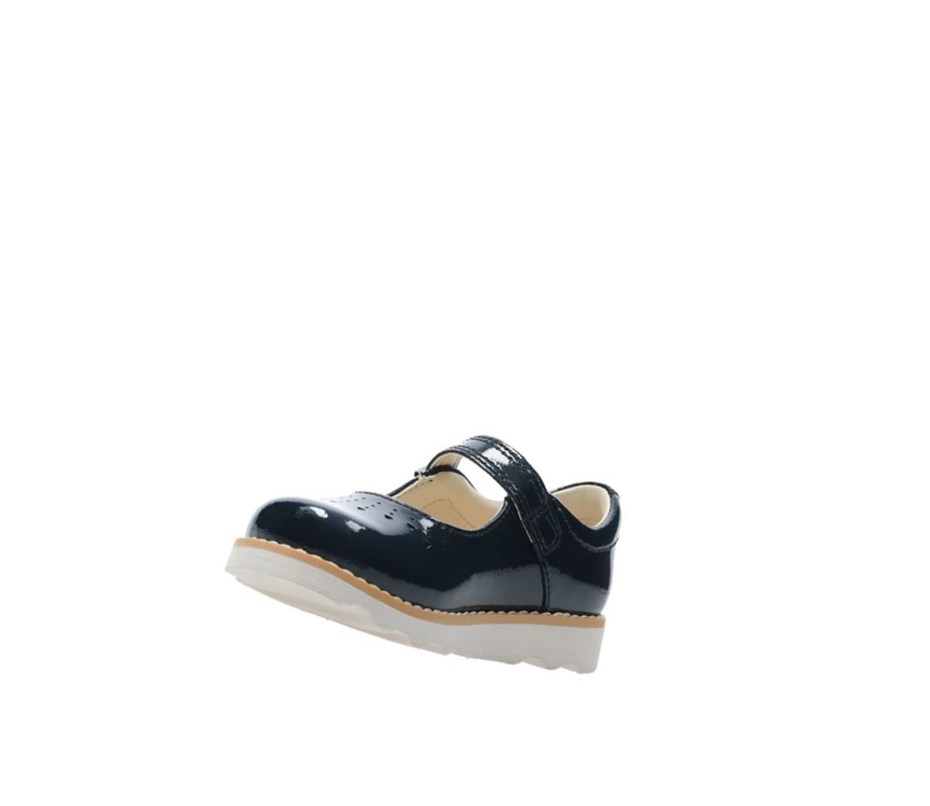 Zapatos Mary Jane Clarks Crown Jump Charol Cuero Niña Azul Marino | XFST-34618