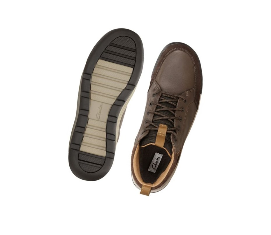 Zapatos Outdoor Clarks Ashcombe Mid Gore-tex Cuero Hombre Marrones Oscuro | VMRE-29358