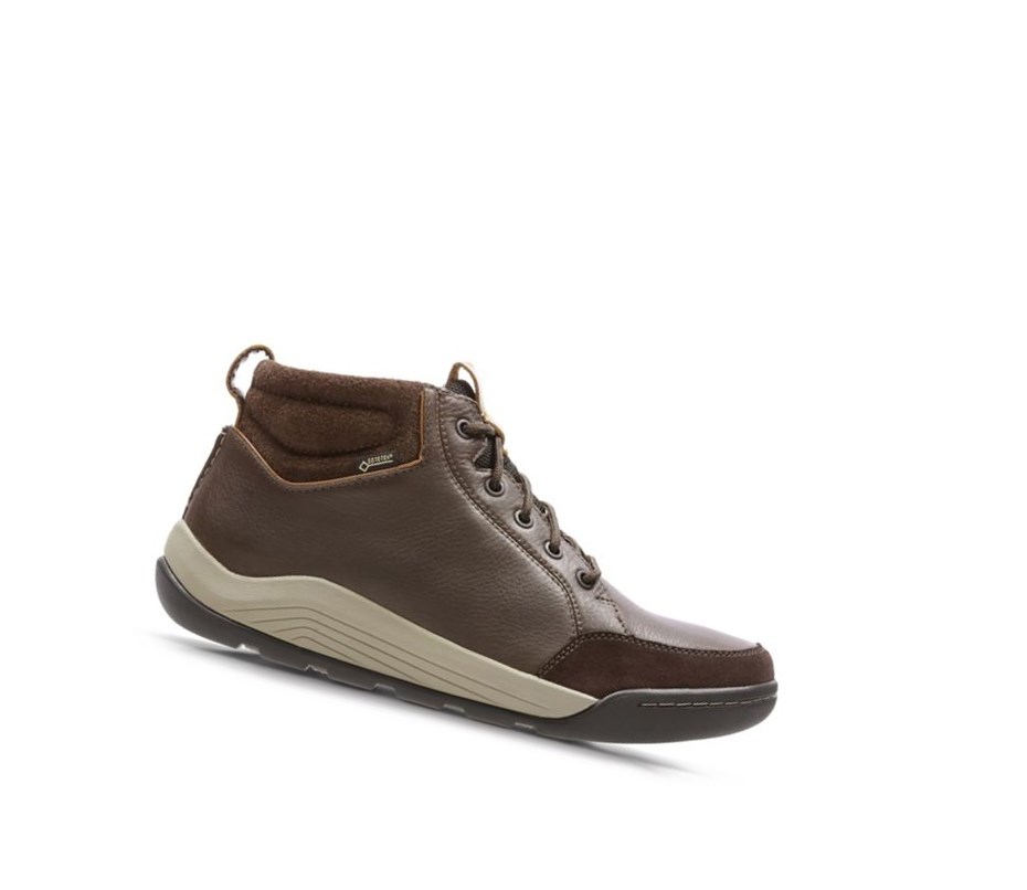 Zapatos Outdoor Clarks Ashcombe Mid Gore-tex Cuero Hombre Marrones Oscuro | VMRE-29358