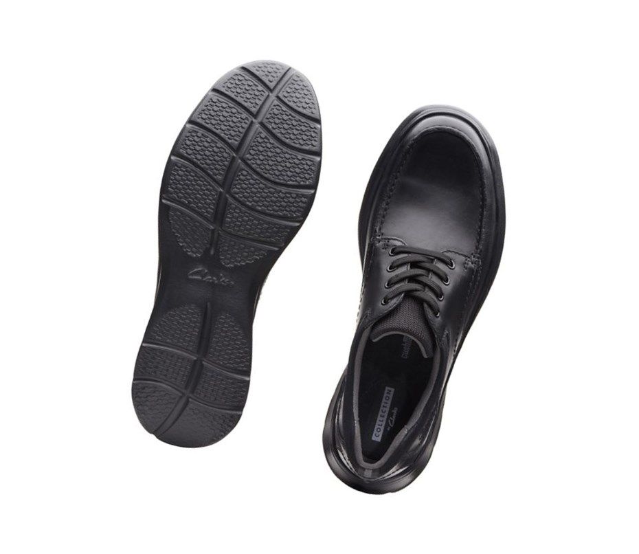 Zapatos Piel Clarks Cotrell Edge Smooth Cuero Hombre Negras | YSOH-72830