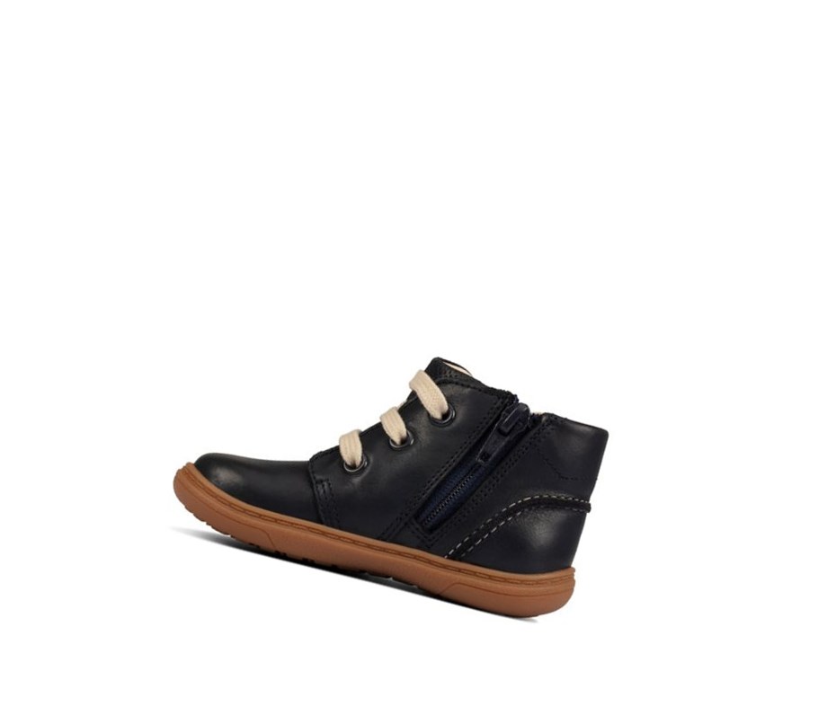 Zapatos Piel Clarks Flash Cuero Niño Azul Marino | MCJY-90672