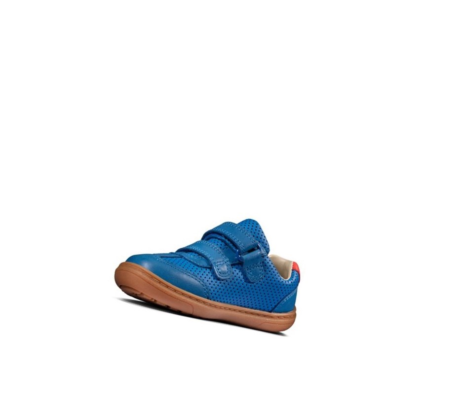 Zapatos Piel Clarks Flash Hot Cuero Niño Azules | ATEF-53918