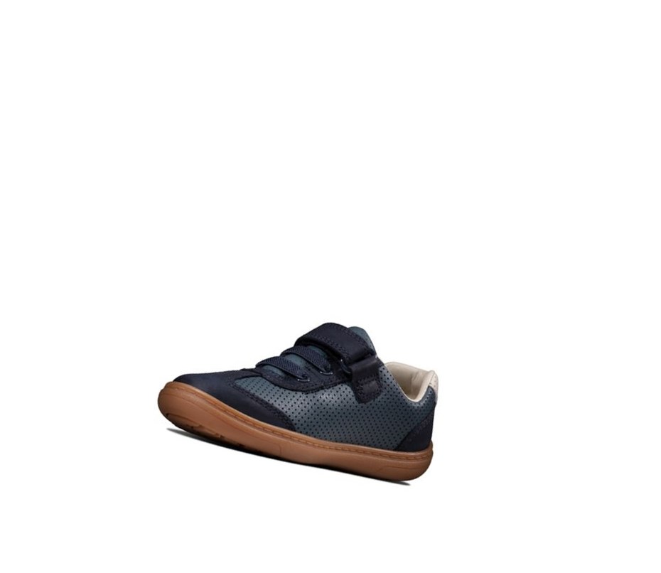 Zapatos Piel Clarks Flash Step Cuero Niño Azul Marino | REMZ-27986