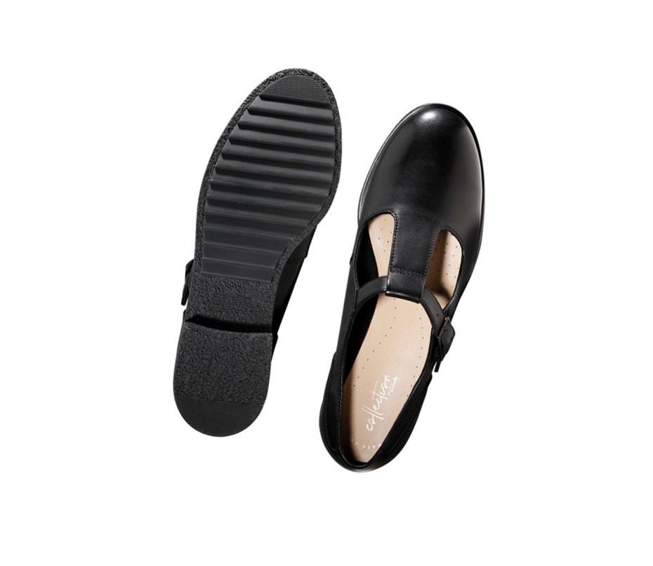 Zapatos Piel Clarks Griffin Town Cuero Anchos Fit Mujer Negras | NBXW-36975