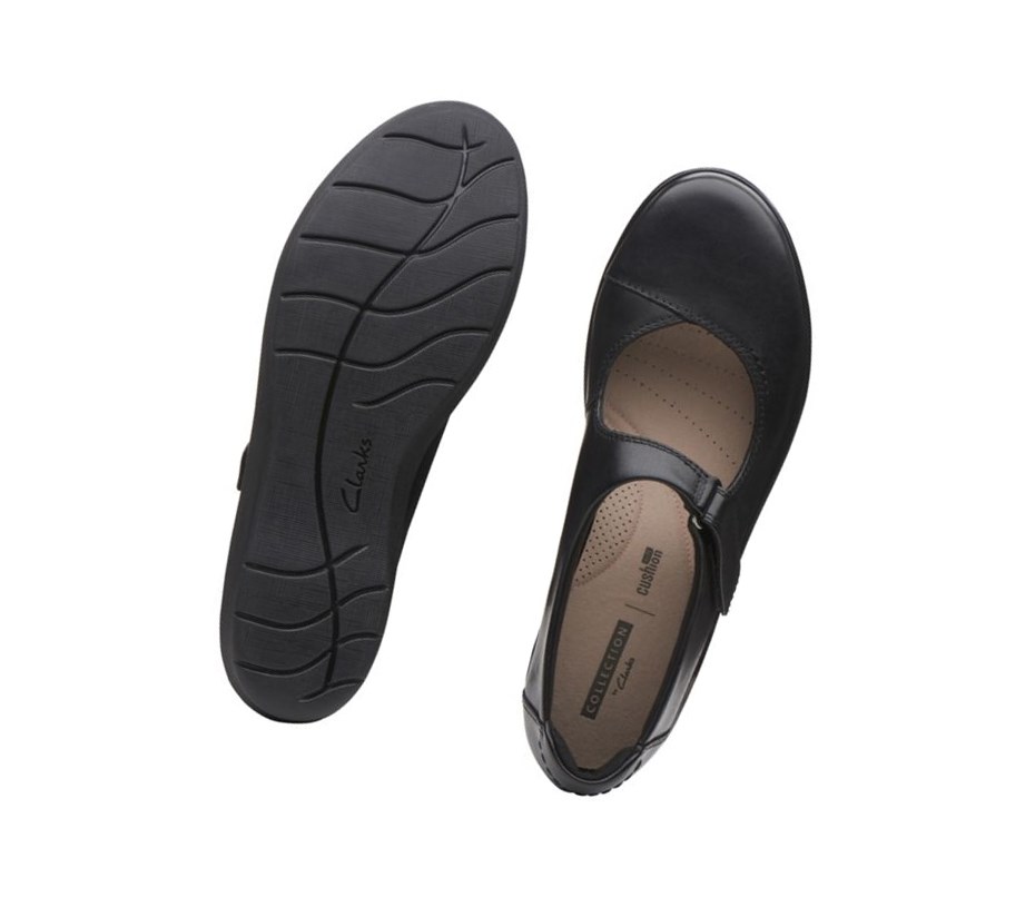 Zapatos Piel Clarks Hope Henley Cuero Anchos Fit Mujer Negras | NZFS-07942