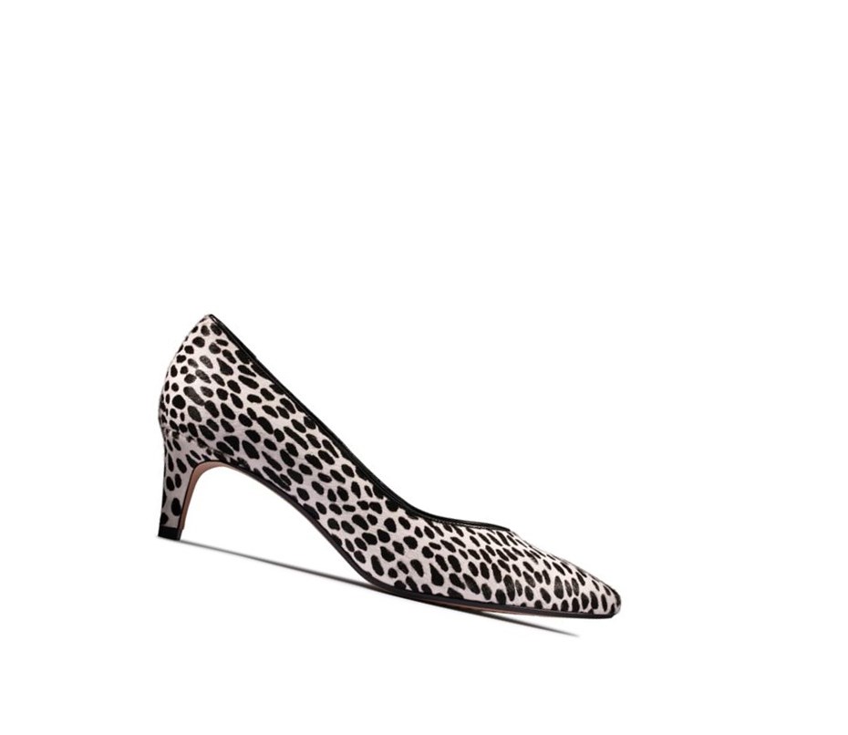 Zapatos Piel Clarks Laina 55 Court Print Cuero Anchos Fit Mujer Leopardo | KCUF-62740