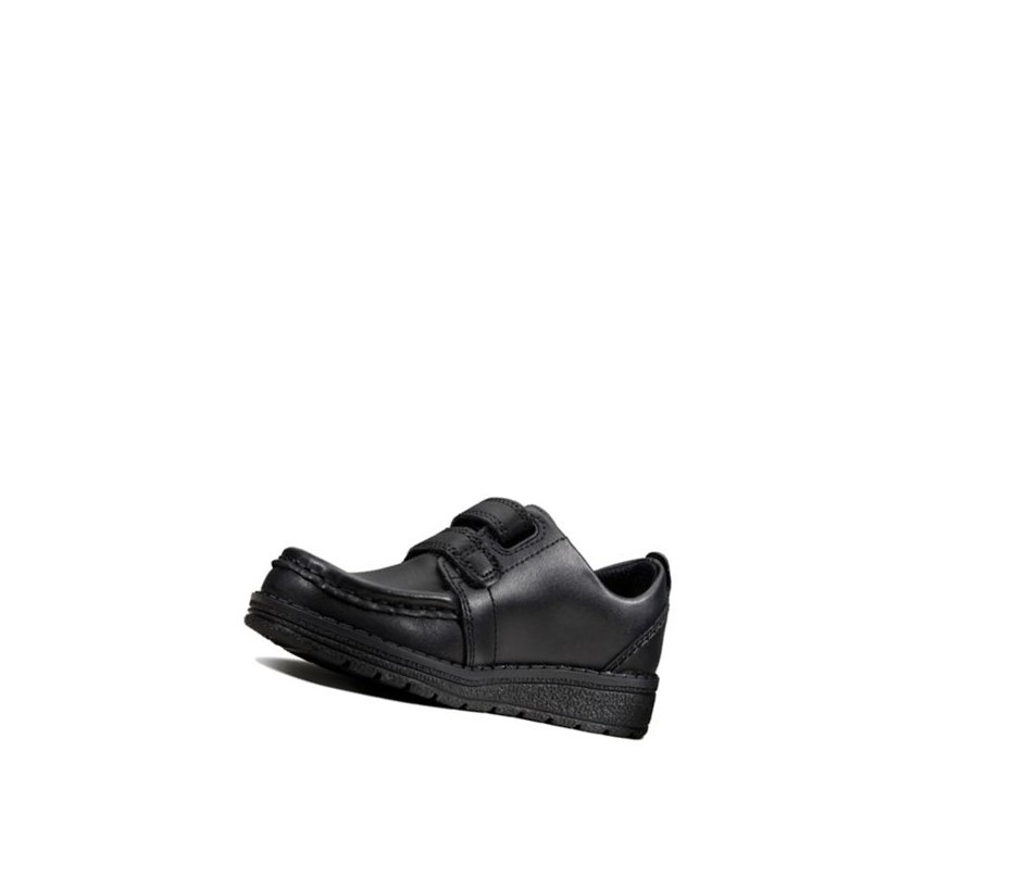 Zapatos Piel Clarks Mendip Bright Cuero Niño Negras | TOPG-47638