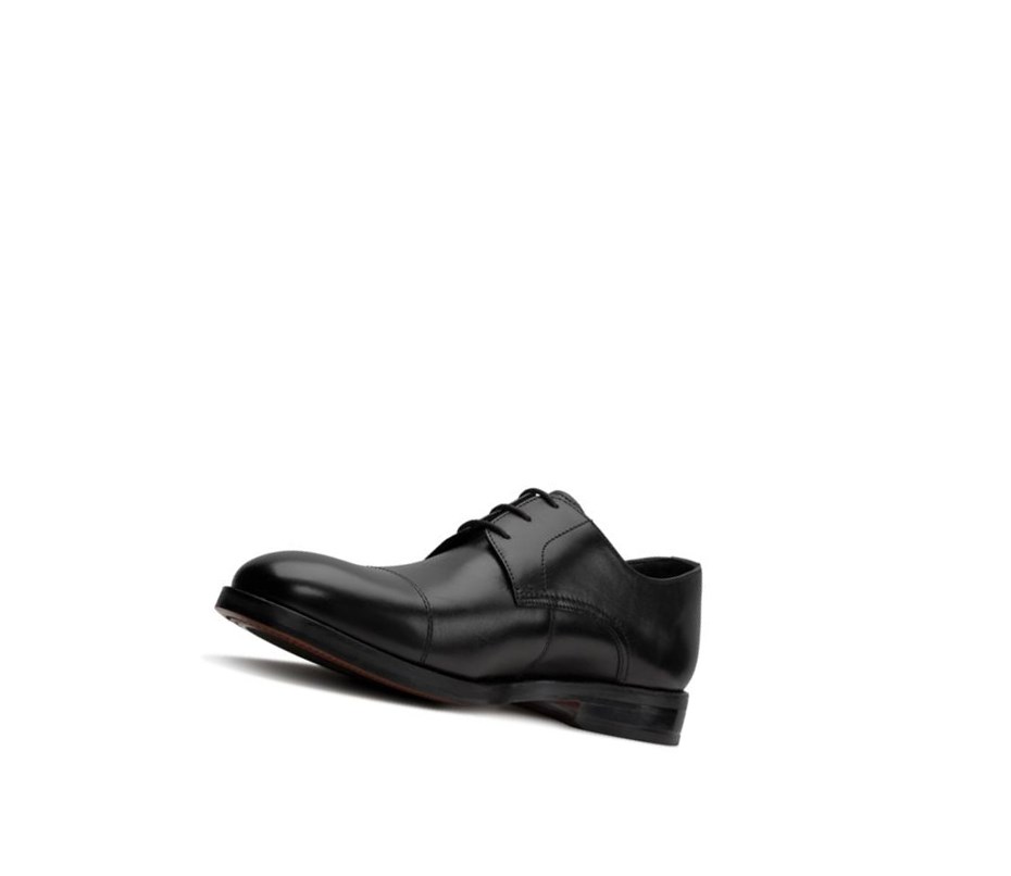 Zapatos Piel Clarks Oliver Cap Cuero Anchos Fit Hombre Negras | BYQU-73529