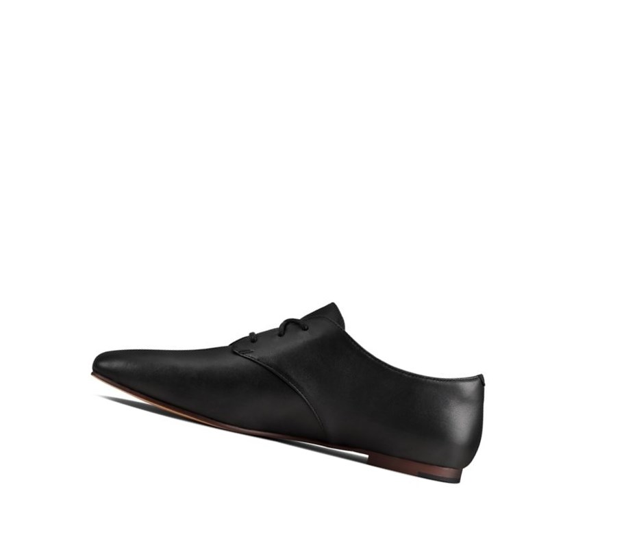 Zapatos Piel Clarks Pure 2 Encaje Cuero Mujer Negras | FITA-25649