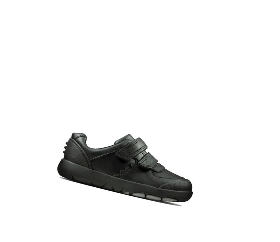 Zapatos Piel Clarks Rex Pace Cuero Niño Negras | PYDR-36140