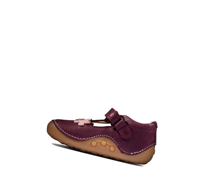 Zapatos Piel Clarks Tiny Sun Cuero Niña Burdeos | REGW-03871