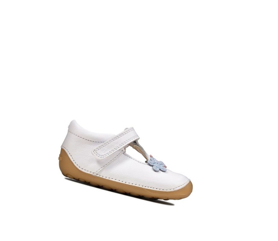 Zapatos Piel Clarks Tiny Sun Cuero Niña Blancas | WIKO-94502