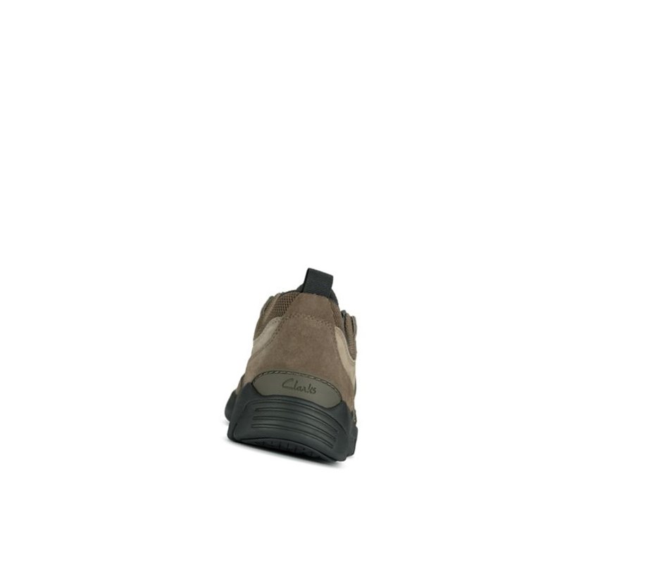 Zapatos Piel Clarks Tri Active Encaje Cuero Hombre Verde Oliva Oscuro | LVTA-34218