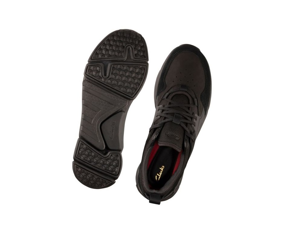 Zapatos Piel Clarks Tri Active Encaje Cuero Hombre Negras | QYFW-95301