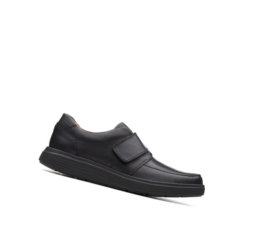 Zapatos Piel Clarks Un Abode Correa Cuero Anchos Fit Hombre Negras | UKDQ-61792