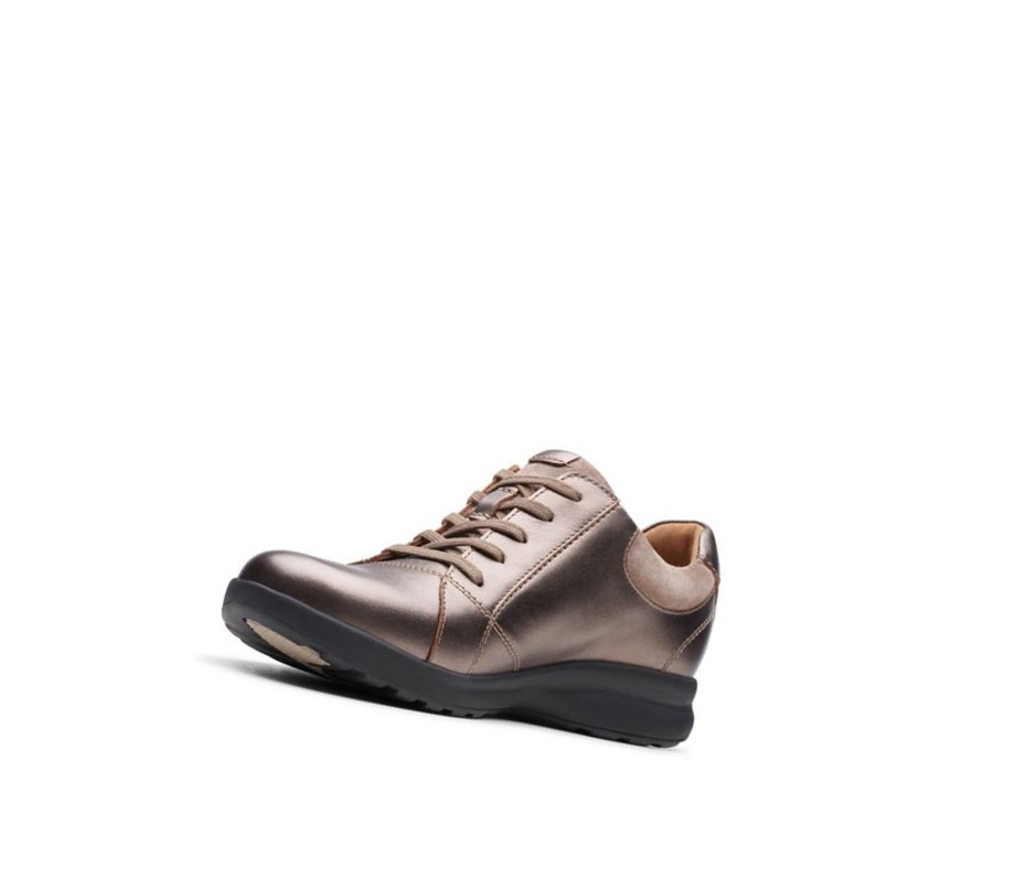 Zapatos Piel Clarks Un Adorn Encaje Cuero Anchos Fit Mujer Cobra Metal | GVCK-60379