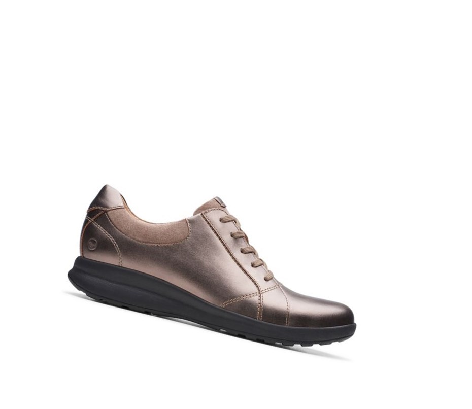 Zapatos Piel Clarks Un Adorn Encaje Cuero Anchos Fit Mujer Cobra Metal | GVCK-60379