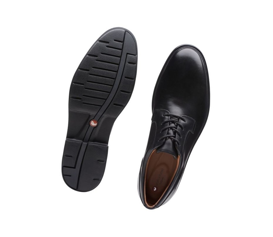 Zapatos Piel Clarks Un Tailor Tie Cuero Hombre Negras | FRHU-14973