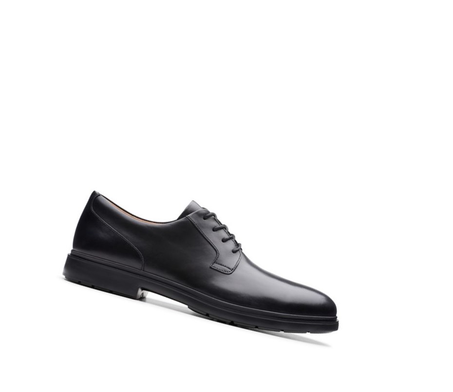 Zapatos Piel Clarks Un Tailor Tie Cuero Hombre Negras | FRHU-14973