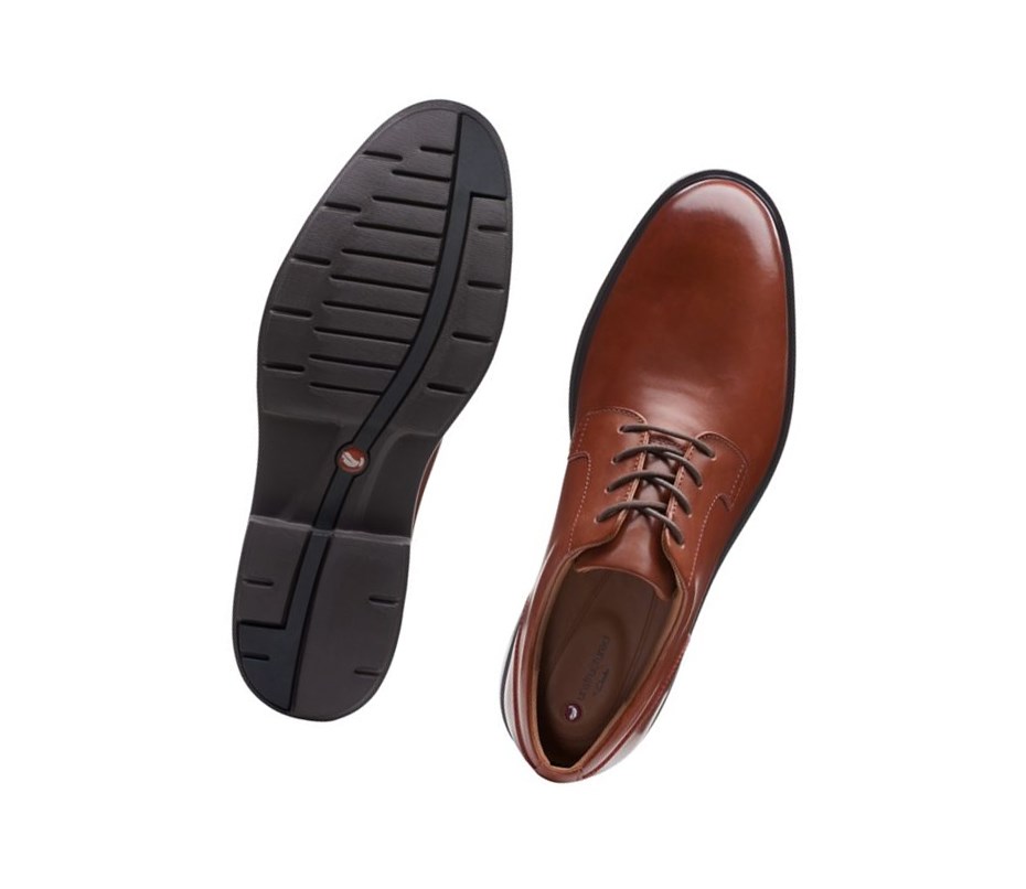 Zapatos Piel Clarks Un Tailor Tie Cuero Hombre Marrones | ZYEJ-07854