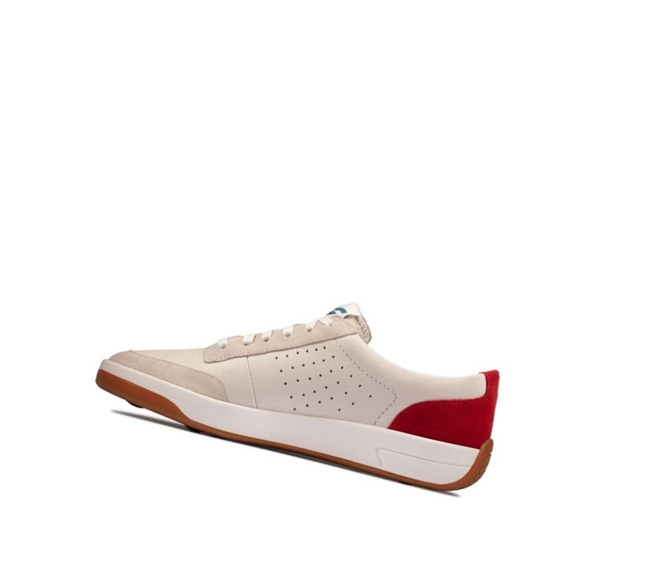 Zapatos Planos Clarks Hero Air Encaje Mujer Blancas Rojas | OUWB-49652