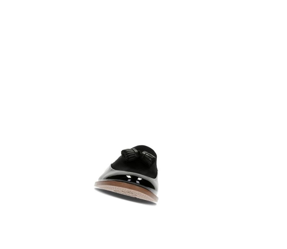 Zapatos Planos Clarks Taylor Spring Charol Gamuza Mujer Negras | NSBO-58432