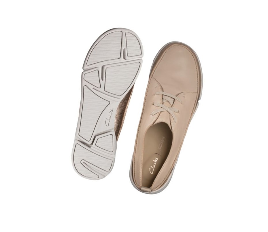 Zapatos Planos Clarks Tri Clara Cuero Mujer Arena | CNHR-95407