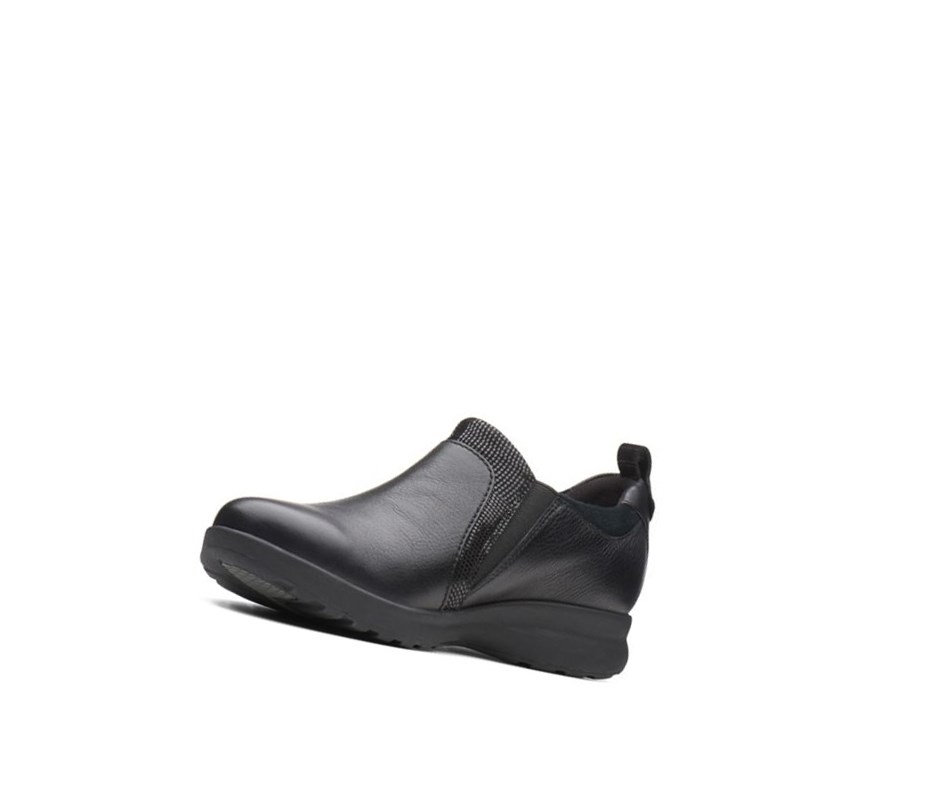 Zapatos Planos Clarks Un Adorn Zip Cuero Mujer Negras | RMHT-35217