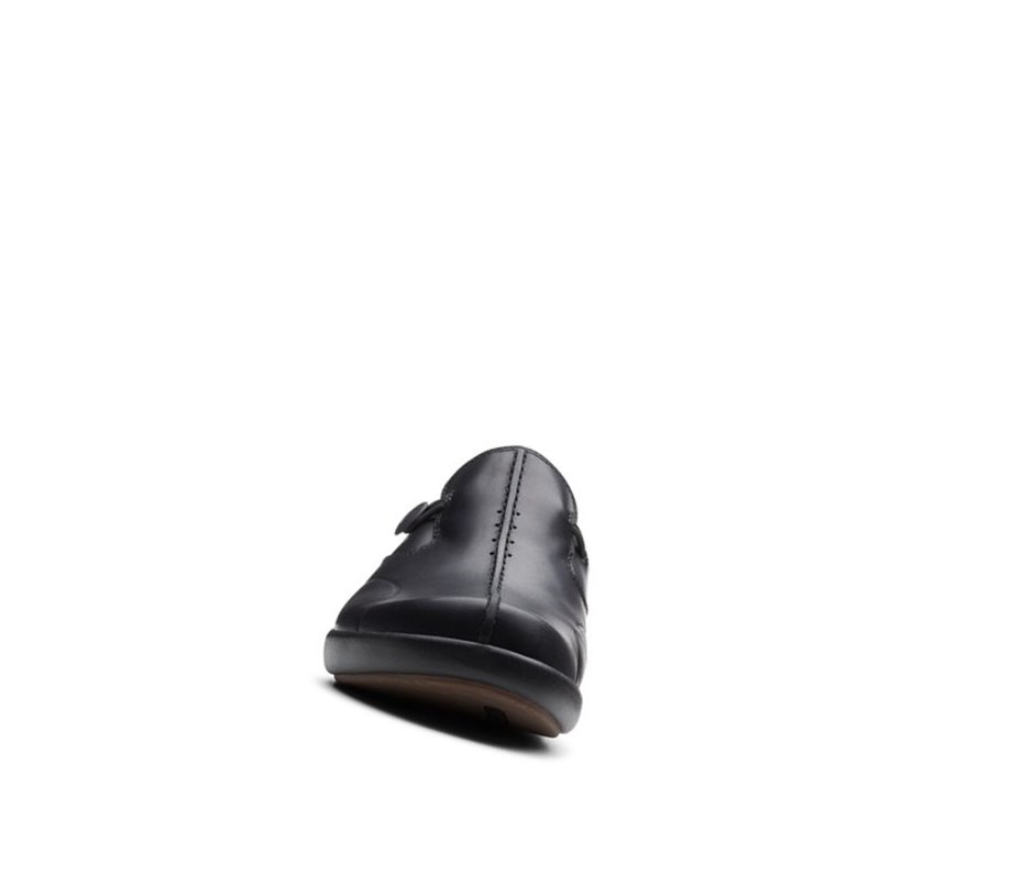 Zapatos Planos Clarks Un Loop 2 Walk Cuero Mujer Negras | QYAZ-56038