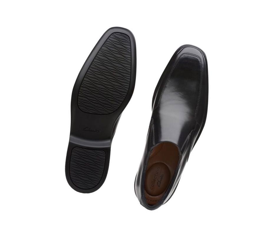 Zapatos Slip On Clarks Bensley Step Cuero Hombre Negras | ZKNO-63208